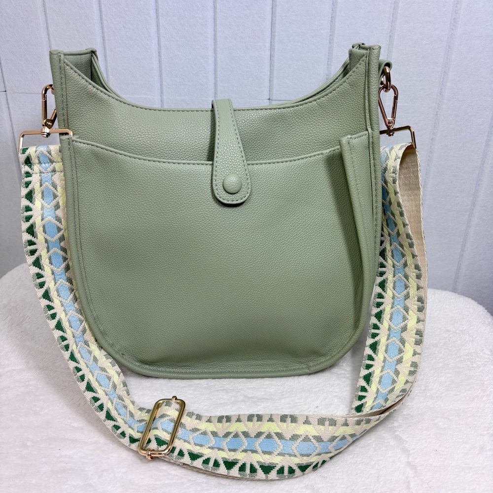 ah+dorned Vegan Leather Messenger Bag with Adjustable Guitar‎ Strap